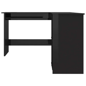vidaXL Corner Desk High gloss black Engineered wood 47.2x55.1x29.5 in