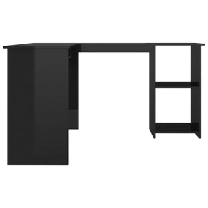 vidaXL Corner Desk High gloss black Engineered wood 47.2x55.1x29.5 in