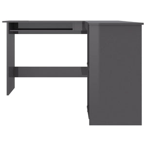 vidaXL Corner Desk High gloss grey Engineered wood Sliding Components