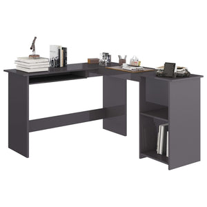 vidaXL Corner Desk High gloss grey Engineered wood Sliding Components