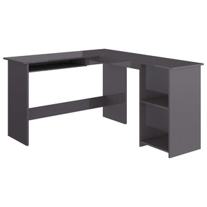 vidaXL Corner Desk High gloss grey Engineered wood Sliding Components