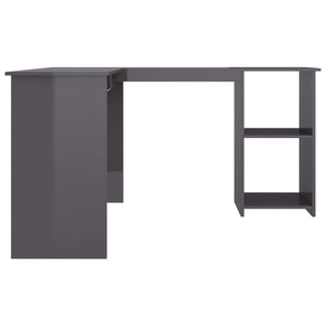 vidaXL Corner Desk High gloss grey Engineered wood Sliding Components