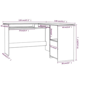 vidaXL Corner Desk High gloss grey Engineered wood Sliding Components