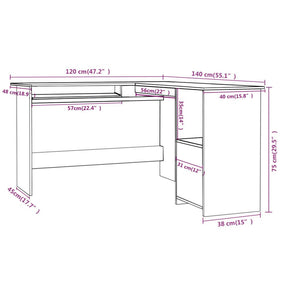 vidaXL Corner Desk Sonoma oak Engineered wood Medium Sliding Components