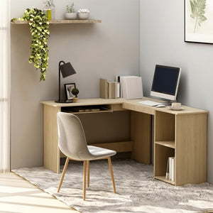 vidaXL Corner Desk Sonoma oak Engineered wood Medium Sliding Components