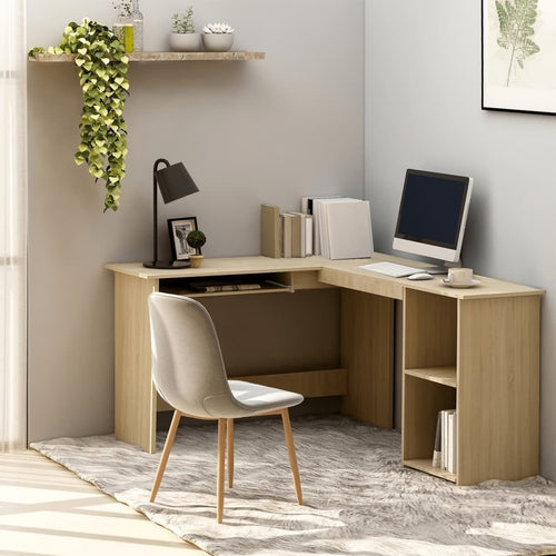 vidaXL Corner Desk Sonoma oak Engineered wood Medium Sliding Components