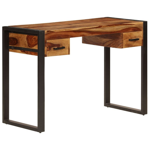 vidaXL Desk Brown Solid Sheesham wood, Powder - coated steel Medium Desk