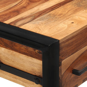 vidaXL Desk Brown Solid Sheesham wood, Powder - coated steel Medium Desk