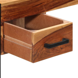 vidaXL Desk Brown Solid Sheesham wood, Powder - coated steel Medium Desk