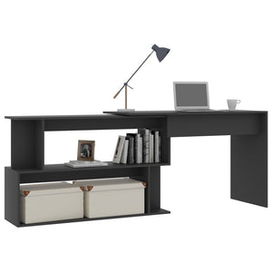 vidaXL Desk Grey Engineered wood Medium Rotatable Desk Rectangular