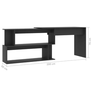 vidaXL Desk Grey Engineered wood Medium Rotatable Desk Rectangular