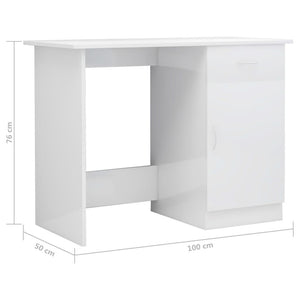 vidaXL Desk High gloss white Engineered wood Standard Desk Rectangular