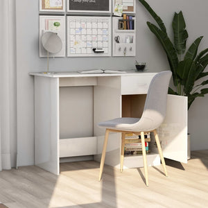vidaXL Desk High gloss white Engineered wood Standard Desk Rectangular