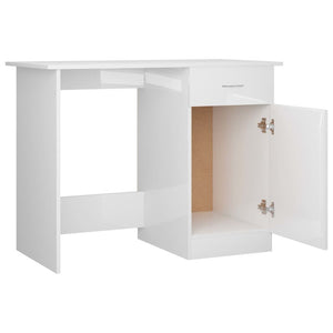 vidaXL Desk High gloss white Engineered wood Standard Desk Rectangular