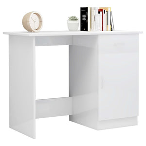 vidaXL Desk High gloss white Engineered wood Standard Desk Rectangular