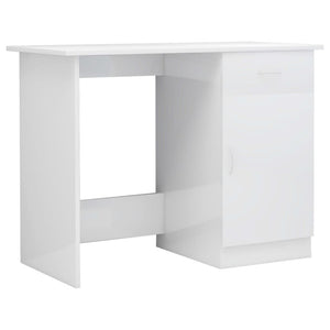 vidaXL Desk High gloss white Engineered wood Standard Desk Rectangular