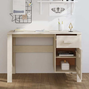 vidaXL Desk Honey brown Solid pinewood, MDF Medium Desk Rectangular