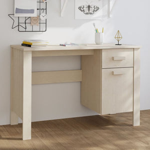 vidaXL Desk Honey brown Solid pinewood, MDF Medium Desk Rectangular