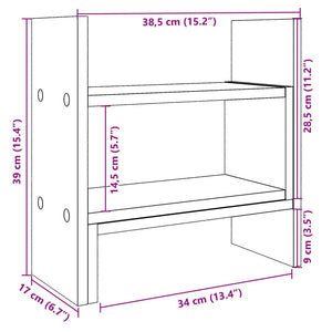 vidaXL Desk Organiser Smoked Oak 15.2x6.7x15.4" Engineered wood