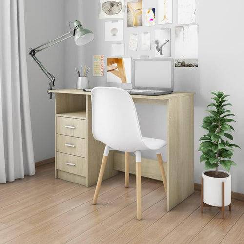 vidaXL Desk Sonoma Oak Engineered Wood Medium Computer Desk