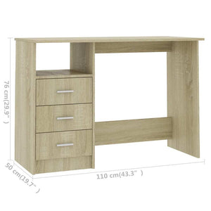 vidaXL Desk Sonoma Oak Engineered Wood Medium Computer Desk