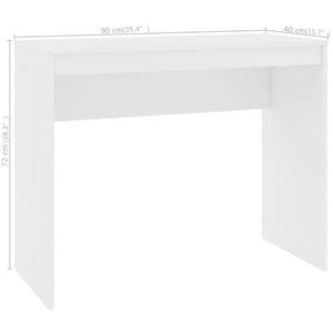 vidaXL Desk White Engineered Wood 35.4 x 15.7 x 28.3 in Sleek Desk