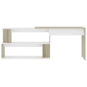 vidaXL Desk White Engineered Wood 78.7 in long Rotatable Desk