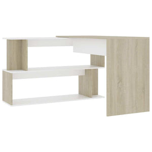 vidaXL Desk White Engineered Wood 78.7 in long Rotatable Desk