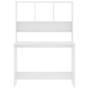 vidaXL Desk White Engineered Wood Medium Desk Rectangular Modern