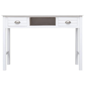 vidaXL Desk White Solid Paulownia wood and Solid Poplar wood Medium Desk