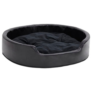 vidaXL Dog Bed Black Faux leather, plush, PP cotton, foam Medium