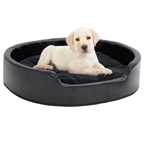 vidaXL Dog Bed Black Faux leather, plush, PP cotton, foam Medium
