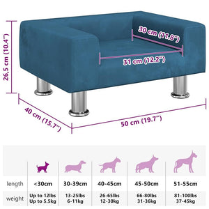 vidaXL Dog Bed Blue 50x40 x 10.4 " Velvet