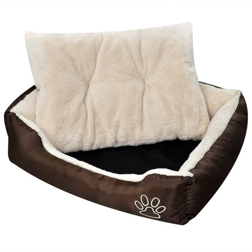 vidaXL Dog Bed Brown and Beige PU Coated Oxford Fabric, Faux Fur