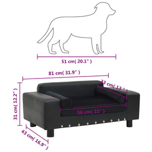 vidaXL Dog Sofa Black Faux leather 31.9 x 16.9 x 12.2 in Dog Sofa