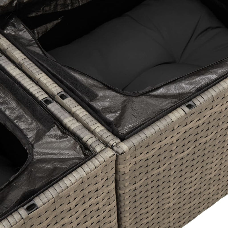 vidaXL Garden Sofa Grey PE rattan, powder - coated steel, solid acacia wood - Asmota