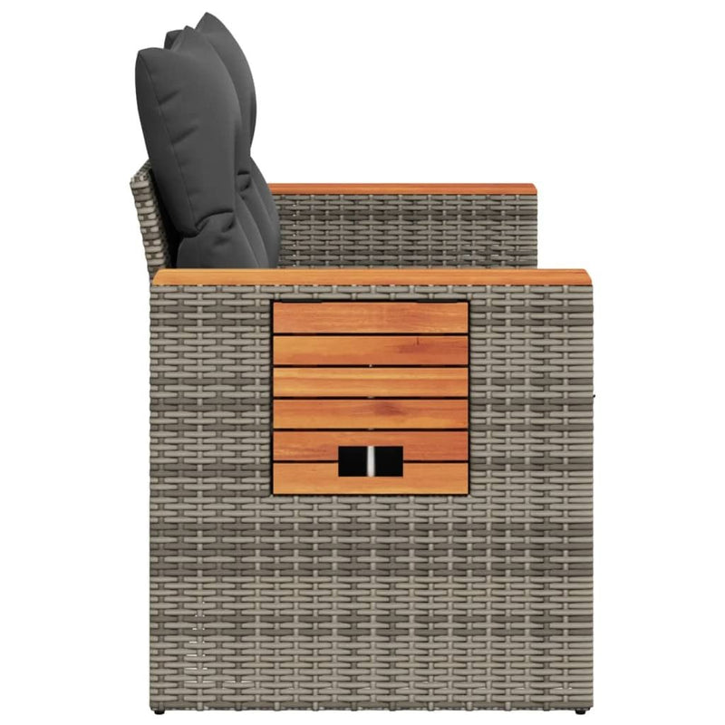 vidaXL Garden Sofa Grey PE rattan, powder - coated steel, solid acacia wood - Asmota