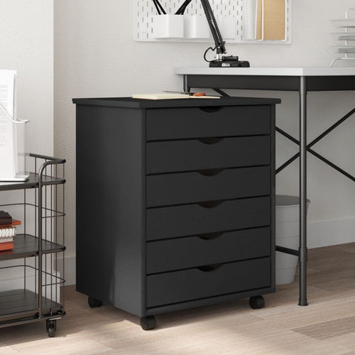 vidaXL Rolling Cabinet Moss Grey Solid Pine Wood, Engineered Wood, Plastic