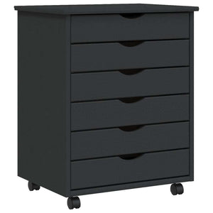vidaXL Rolling Cabinet Moss Grey Solid Pine Wood, Engineered Wood, Plastic