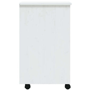 vidaXL Rolling Cabinet White Solid pine wood, engineered wood, plastic