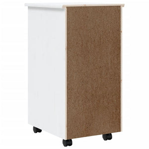 vidaXL Rolling Cabinet White Solid pine wood, engineered wood, plastic