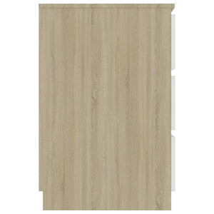 vidaXL Writing Desk White and Sonoma Oak Engineered Wood Writing Desk
