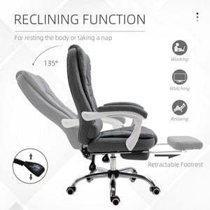 Vinsetto Executive Office Chair with Footrest, Linen - Fabric Computer Chair