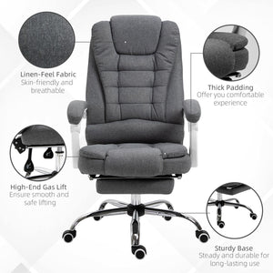 Vinsetto Executive Office Chair with Footrest, Linen - Fabric Computer Chair