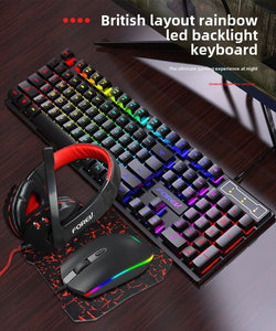 Wired four - piece set set of keyboard and mouse headset mouse pad keyboard set gaming game computer keyboard