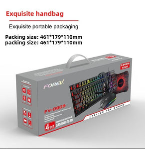 Wired four - piece set set of keyboard and mouse headset mouse pad keyboard set gaming game computer keyboard