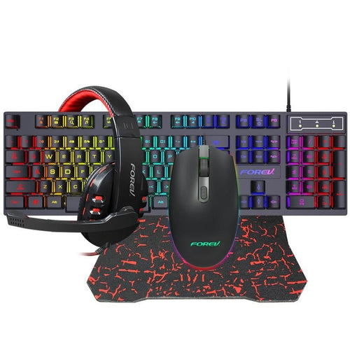 Wired four - piece set set of keyboard and mouse headset mouse pad keyboard set gaming game computer keyboard