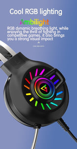 Wired microphone headband in - line headset pink game rainbow light - emitting computer 7.1 channel headset