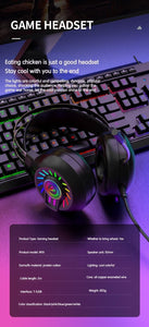 Wired microphone headband in - line headset pink game rainbow light - emitting computer 7.1 channel headset