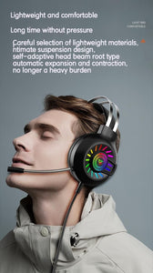 Wired microphone headband in - line headset pink game rainbow light - emitting computer 7.1 channel headset
